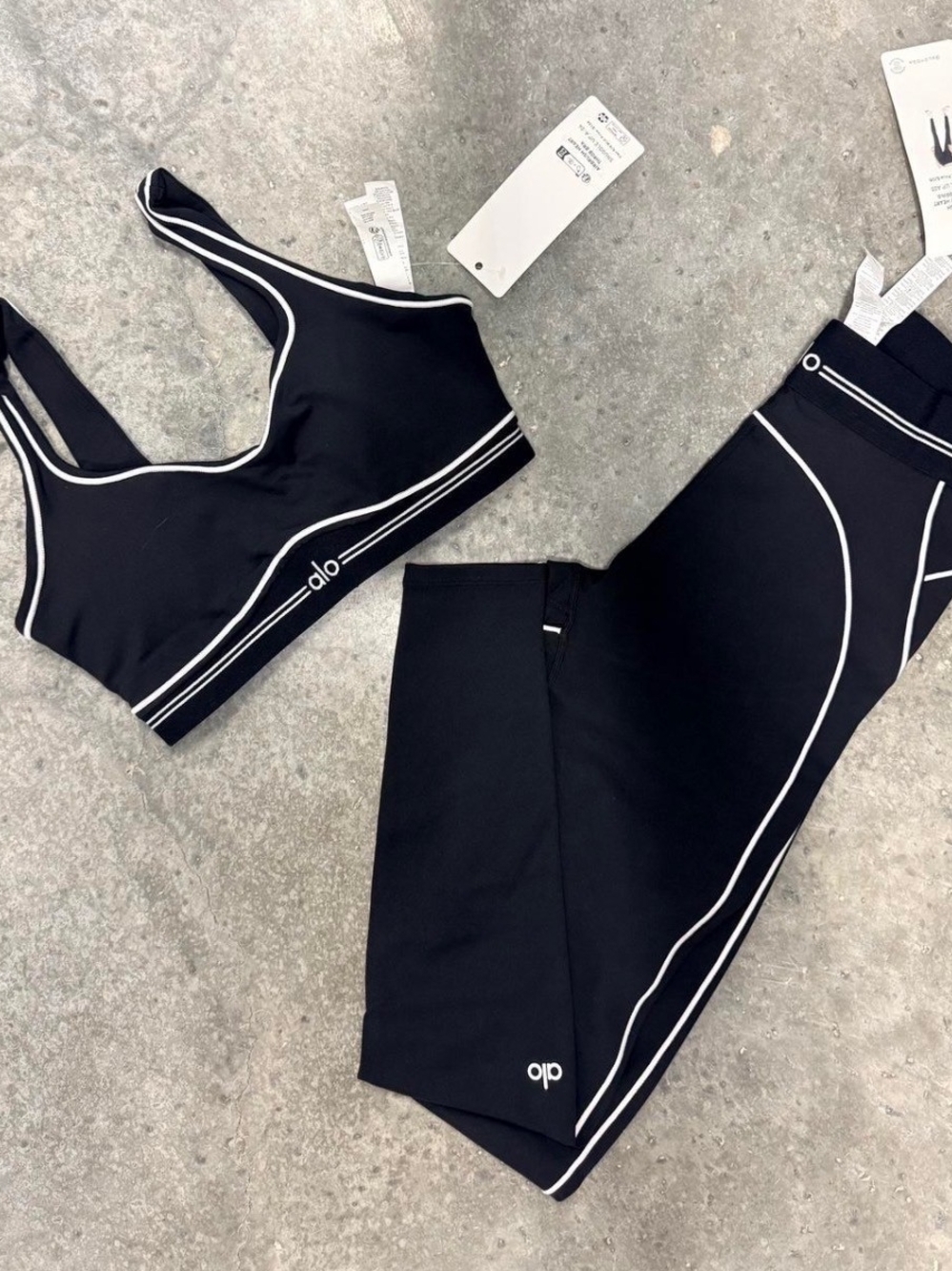 ALO Yoga Black Leggings and Sports Bra Set